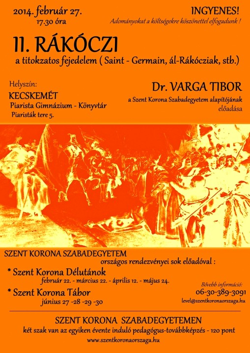   - Dr. VARGA TIBOR előadása 17.30 órakor csütörtökön !